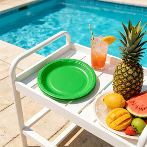 Otto piatti usa e getta verdi da 17 cm, piatti biodegradabili ecologici - Product Image 5