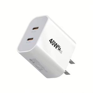 USB-C Charger EU/US Socket Type C Charger 40W Fast Charge Dual USB-C Charger for <b>Smart</b> Phones - Product Image 2