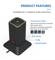 Multiprise verticale Vastfafa avec protection contre les surtensions, station de charge électrique, rallonge multi-prises 8 voies 15A SDK