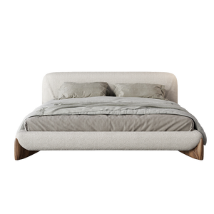 Letto a pavimento in lana di agnello Wabi-Sabi, letto matrimoniale in tessuto tecnico di lusso leggero minimalista italiano, letto moderno nordico di tendenza - Product Image 6