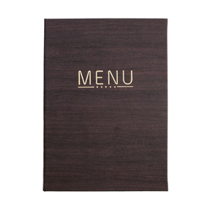 Porta Menu in Legno Marrone Scuro con Finitura Venata, Rettangolare, Resistente, per Uso Ristorante, Design Moderno - Product Image 1