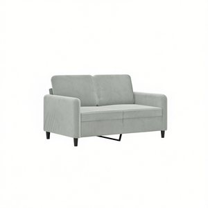 Divano a 2 Posti in Velluto Grigio Chiaro, 100% Poliestere, Schienale Rigido, Braccioli Dritti, Imbottito, Design Moderno per Soggiorno - Product Image 1