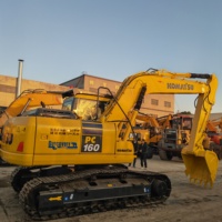 Excavatrice Komatsu PC160-7 d'occasion, 16 tonnes, excavatrice sur chenilles d'occasion, moteur diesel Komatsu d'origine japonaise, pompe hydraulique PC200-8 PC160-7