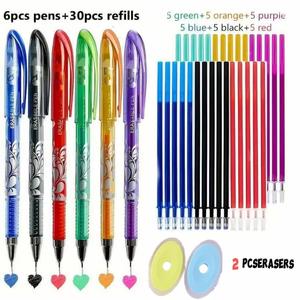 Stylo bille effaçable pour étudiant, encre multicolore 0,5 mm, rechargeable, ensemble de papeterie scolaire et de bureau avec corps en plastique personnalisable - Product Image 6