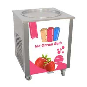 市販の高速冷凍アイスクリームマシンシングルスクエアパン揚げクイック冷凍成形アイスクリームロールマシン
