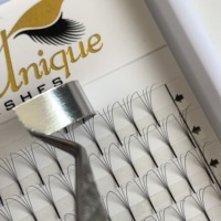 Extensions de cils volume pré-faits à tige longue en PBT coréen, marque privée, 0,07 mm, noir mat doux, vente en gros d'usine