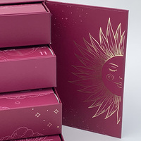 Boîte cosmétique rose à double porte avec impression dorée, calendrier de l'avent en papier, boîtes de calendrier de l'avent pour filles
