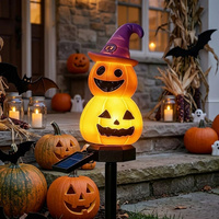 Lampu Taman Tenaga Surya LED 3W 600mAh Ip65 Lampu Tancap Bentuk Labu untuk Dekorasi Taman Halaman Halloween OEM ODM Grosir Label Pribadi