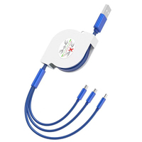 Cadeau promotionnel Câble USB rétractable universel 3 en 1 Cordons de chargeurs multiples Câble de charge 3 en 1