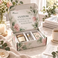 Boîte d'expédition personnalisée en carton imprimé brillant pour coffrets cadeaux e-commerce, motif botanique aquarelle