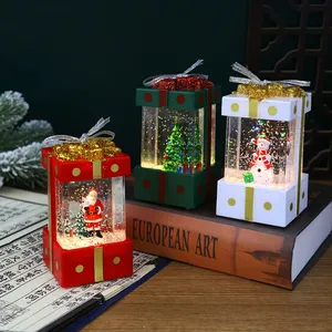 New Christmas Toys Gifts Battery Powered LED Lighting Ornaments Plastic Gift <b>Boxes</b> Water-Filled Wind Lanterns - Product Image 3