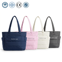 Bolso Tote Acolchado Rosa, Bolso de Hombro Grande y Suave, Bolso de Mano Acolchado para Mujer, Viajes, Venta al Por Mayor, Logotipo Personalizado