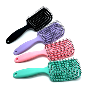 Venta al por mayor de fábrica de nailon masaje ecológico rizado antiestático paleta Flexible desenredante cepillo de pelo - Product Image 3