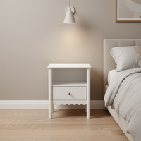 Table de chevet blanche à 3 tiroirs, meubles pour enfants, table de chevet ondulée pour chambre à coucher