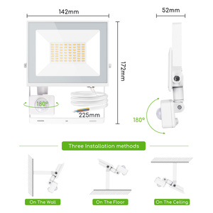 Aigostar 30W Super luminoso faro a LED IP65 impermeabile per illuminazione esterna PIR sensore di movimento naturale bianco 4000K AC fonte di alimentazione - Product Image 6