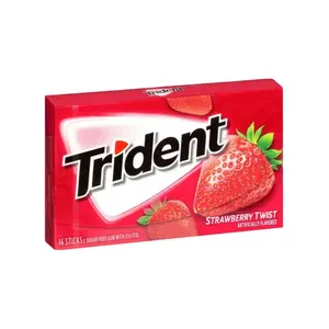 트라이던트 딸기 트위스트 무설탕 껌 (12 팩) 아메리칸 캔디 껌 공급 업체