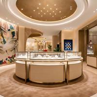 Vitrines de présentation de bijoux modernes et luxueuses sur mesure avec vitrines en verre éclairées par LED, design écologique pour les boutiques de bijoux haut de gamme et les centres commerciaux