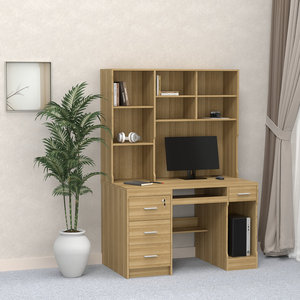 <span class=keywords><strong>Escritorio</strong></span> <span class=keywords><strong>de</strong></span> Computadora Moderno <span class=keywords><strong>de</strong></span> Madera Personalizable con Estante Superior, Mesa <span class=keywords><strong>de</strong></span> Escritura con Cajones con Cerradura y Estantería para el Hogar o Estudiantes - Product Image 3