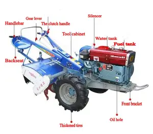 Trator de mão multiuso para agricultura agrícola, mini trator de caminhada