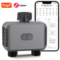 Temporizador de Riego Inteligente Tuya Zigbee con Doble Salida, Control Remoto para Jardín