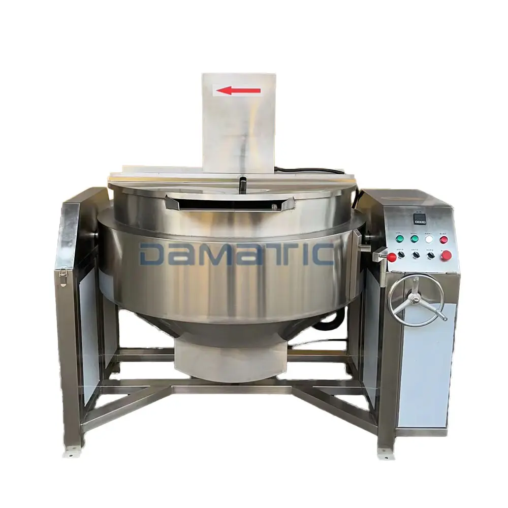 Large Electronic Tilting Sugar Jam Gas Boiling Machine With Mixer 500 L Steam Electric Jacketed Kettle Pan For Cooking