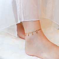 Chevillère en acier titane de style européen et américain, haut de gamme, simple, motif feuille, design de niche, pour femme, avec personnalité