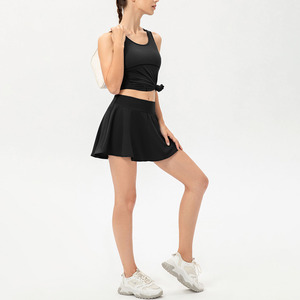 YIYI rok olahraga Golf cepat kering, Rok olahraga bernapas 2 lapis rok tenis nyaman dengan celana pendek modis dan wanita - Product Image 6