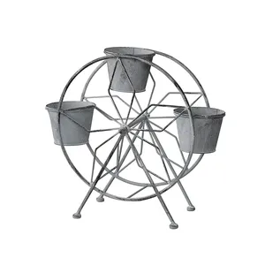 Tuin Outdoor Metalen Ijzer Weerbestendig Gepoedercoat Reuzenrad Ontwerp Planter Stand Bloempotten