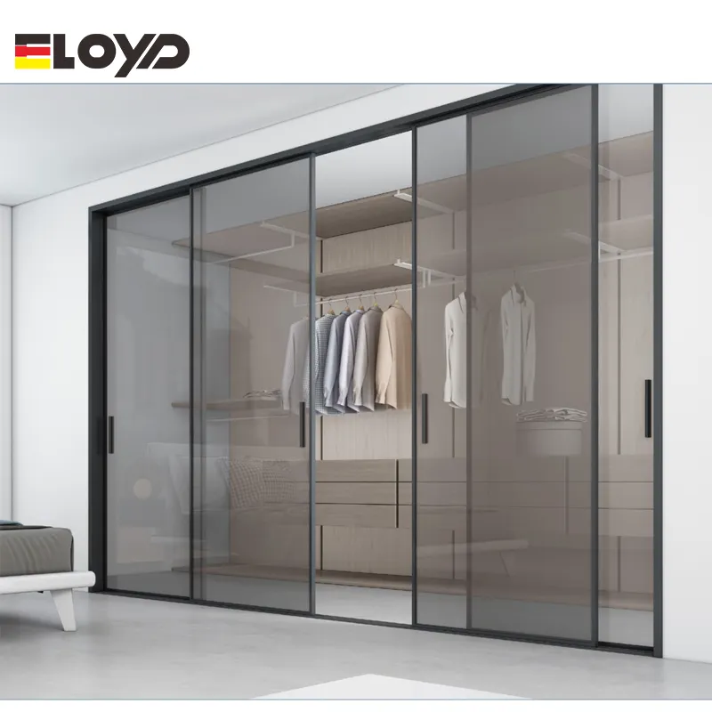 Eloyd puertas correderas de aluminio de alta calidad de doble vidrio templado puertas correderas de bajo consumo