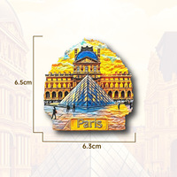 Aimant de réfrigérateur 3D en résine Paris France, Souvenir de voyage du Musée du Louvre, Décoration d'intérieur, Autocollant