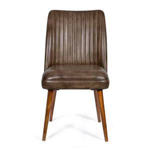 เก้าอี้รับประทานอาหารโครงโลหะสไตล์วินเทจหุ้มหนังพร้อมพนักพิงโค้งและขาเหล็กแข็งแรงสำหรับห้องรับประทานอาหารสไตล์เรสติก - Product Image 1