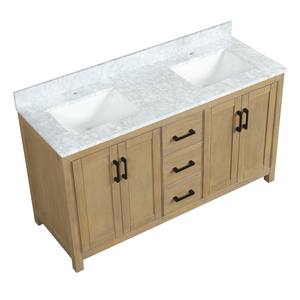 Meuble-lavabo de salle de bain en bois massif et contreplaqué, chêne du désert, avec vasque en céramique, résistant à l'eau, fabriqué au Vietnam - Product Image 4