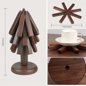 Kitchen Tree Shape <b>Trivet</b> Set Foldable Cup Holder Wooden Coasters for Europe Style Restaurants - Product Image 6