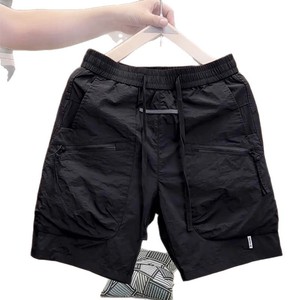 Pantalones Cortos Cargo de Lona para Hombre, Verano, Verde Fluorescente, Secado Rápido, Antiarrugas, Ajuste Holgado, Cierre con Cordón, Deportivos Casuales, Cinco Puntos - Product Image 5