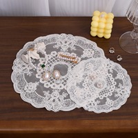 Napperons de table brodés rétro chic style palais coréen, grands, beiges, en dentelle rétro, napperons en crochet français faits à la main, napperons de table brodés