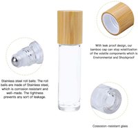 Bouteilles rechargeables de rouleau de sérum d'huile essentielle de parfum en verre clair de 10ml avec le chapeau en bambou
