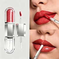 Rouge à lèvres liquide pailleté double embout 2-en-1 et huile à lèvres hydratante, teinte brillante repulpante, hydratante, sans effet desséchant sur les lèvres, double embout