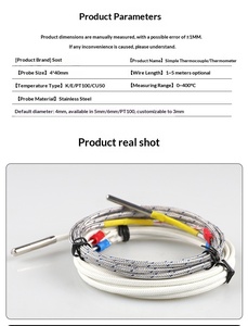 مستشعر حرارة من النوع K/E مع مقاومة حرارية <span class=keywords><strong>PT100</strong></span> وقطر داخلي M5 لآلات حقن البلاستيك - Product Image 3
