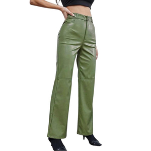 <span class=keywords><strong>Pantaloni</strong></span> HANO in <span class=keywords><strong>Ecopelle</strong></span> di Alta Qualità per Donna, Traspiranti, Tinta Unita, con Tasche, Vita Alta, Gamba Larga, Leggings Aderenti - Product Image 4