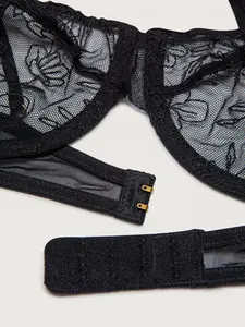 INTIFLOWER-Bralette de encaje bordado para dama de honor, conjunto de sujetador y bragas Sexy para mujer, color negro, novedad de 8860511