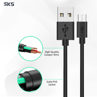 Cable USB-A a Micro USB de Carga Rápida de 2.4A, Negro, para Android, iOS y Computadora, con Transferencia de Datos