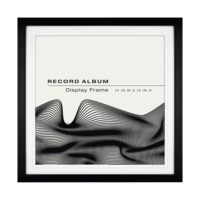 Cadre mural pour disque vinyle LP avec passe-partout double blanc en bois composite – Présentoir pour objets musicaux et collection de disques