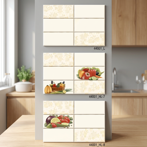 กระเบื้องบุผนังเซรามิกพิมพ์ลายดิจิตอลสีครีม ขนาด 300x450 มม. ผิวมันเงา สำหรับตกแต่งภายในห้องครัว ห้องน้ำ และโถงทางเดิน - Product Image 3