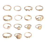 Ensemble de 23 bagues en alliage électroplaqué ChuYao, motif cœur et papillon, pour femmes, vente en gros, bijoux de mode personnalisés