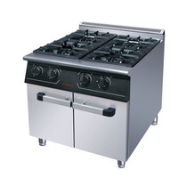 Cuisinière à gaz commerciale JUSTA à 4 brûleurs avec protection contre l'extinction de la flamme et armoire de rangement, cuisinière en acier inoxydable pour restaurant, hôtel