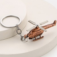 Porte-clés créatif en métal 3D hélicoptère, modèle d'avion en alliage de zinc, pendentif pour sac de voiture, bijou rétro personnalisé, cadeaux