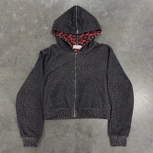 Sweat-shirts et sweats à capuche pour hommes personnalisés, double couche doublée, coupe courte, style grunge sombre, épaules tombantes, vintage, noir, avec fermeture éclair bidirectionnelle - Product Image 1