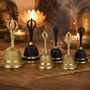 Campana de Oración Tibetana con Mango de Vajra, Campana de Mano de Latón para Meditación, Sonido Ritual Budista, Sanación, Yoga, Regalo Espiritual - Product Image 1