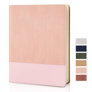 สมุดโน๊ตติดหนึบแนวนอนสมุดโน๊ตหนังสีชมพูแบนเรียบเนียนออกแบบได้ตามต้องการสำหรับ A6สมุดโน๊ตขนาดเล็ก - Product Image 1