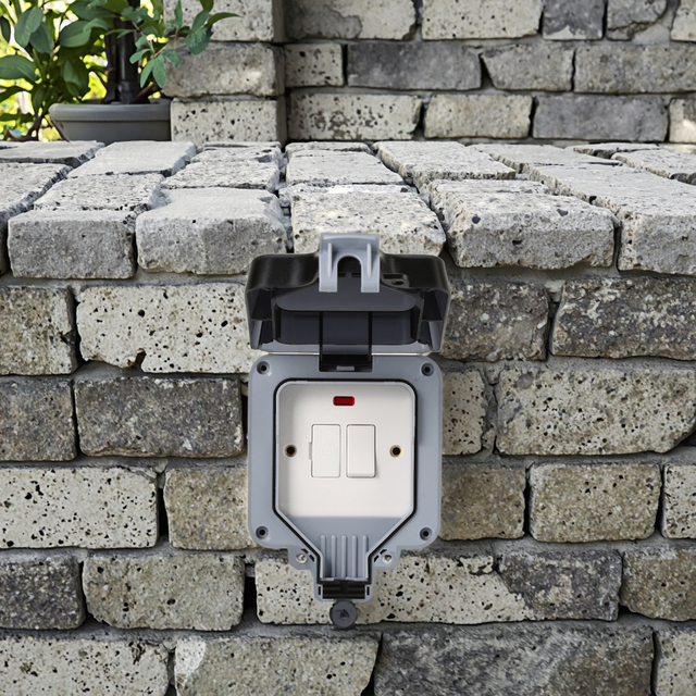 Outdoor Double Power Socket with 2 AC Outlets IP66 Rated 13A Wall Socket with UK CN AU Plugs ABS Material